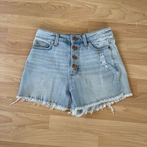 LC Lauren Conrad Light Blue Frayed High-Rise Denim Shorts